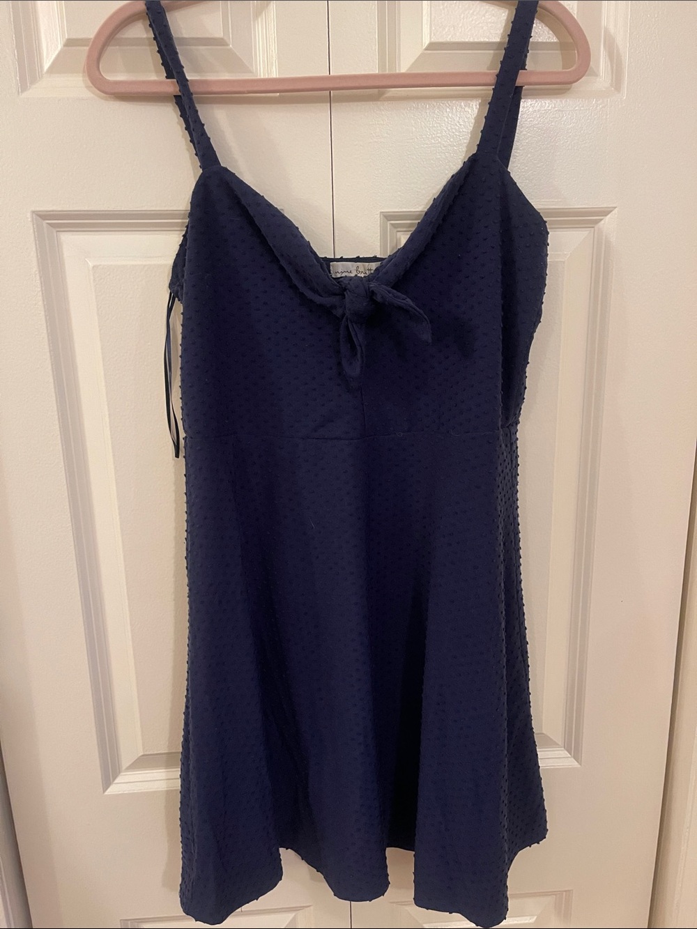 nine britton Navy Blue Mini Dress with Tie Front
